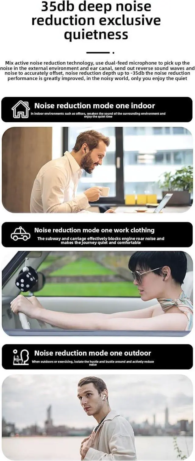 Alt view image 6 of 6 - Full Color Touch Screen Real Time Translation Bluetooth Wireless Headset 16 Language LCD Touch Screen with ANC A9 Pro Open Air Noise Canceling Headset for Business and Learning (fig. reactionary)