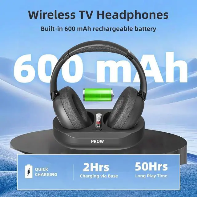 Alt view image 6 of 7 - Wireless TV Headphones, 2.4G And Bluetooth 5.3 Dual Mode Elderly TV Wireless Headset, No Lip-sync Delay Over-ear Loud Headphones, Elderly Friendly With Transmitter Dock, Support Optical/USB/RCA/BT