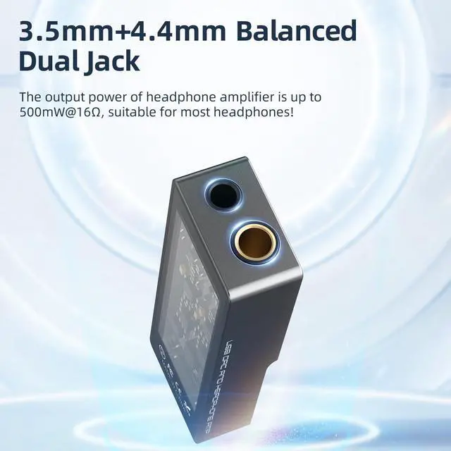 Alt view image 3 of 7 - S.M.S.L D10 Headphone Amplifier USB Potrable Dac with 3.5mm & 4.4mm Balacnced Dual Mini Audio Amp Outputs Support 500mw 16DSD256 PCM 32bit/384khz Hi-Res Earphone Amp for Smartphones/PC/Laptops (Grey)