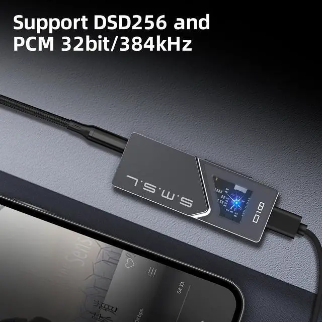 Alt view image 4 of 7 - S.M.S.L D10 Headphone Amplifier USB Potrable Dac with 3.5mm & 4.4mm Balacnced Dual Mini Audio Amp Outputs Support 500mw 16DSD256 PCM 32bit/384khz Hi-Res Earphone Amp for Smartphones/PC/Laptops (Grey)
