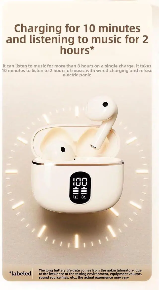 Alt view image 4 of 6 - Wireless Earbuds Bluetooth 5.4 Headset Four Wheat ENC Noise-Cancelling earplugs Sports Earbuds Built-in Microphone LED Battery Display for Business and Study (fig. Reactionary)