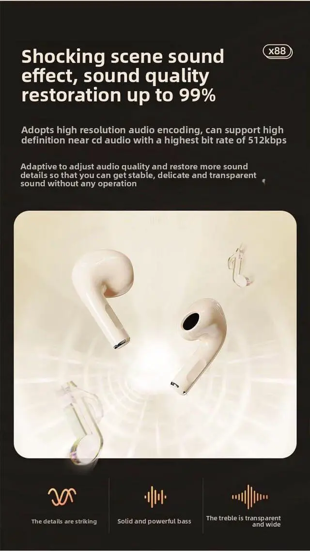 Alt view image 2 of 6 - Wireless Earbuds Bluetooth 5.4 Headset Four Wheat ENC Noise-Cancelling earplugs Sports Earbuds Built-in Microphone LED Battery Display for Business and Study (fig. Reactionary)