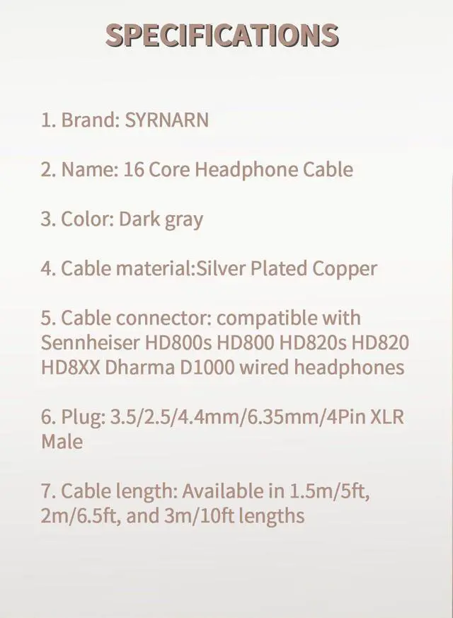 Alt view image 6 of 6 - 4 Pin XLR Balanced Headphone Cable Compatible with Sennheiser HD800s HD800 HD820s HD820 HD8XX Dharma D1000 16 Core Upgrade Replacement Cord (with 4 Pin XLR Balanced, 1.5Meters/5ft)