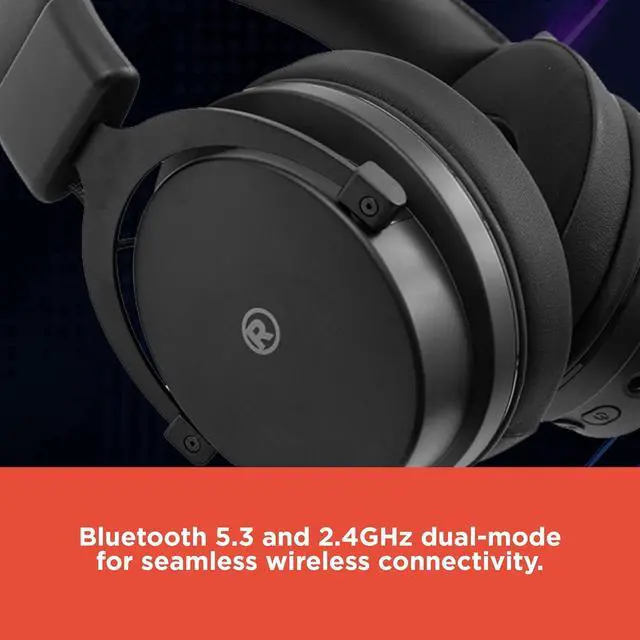 Alt view image 2 of 5 - RadioShack Gaming Wireless Headphones  50mm Drivers, Dual Mode Bluetooth 5.3 + 2.4GHz, 500mAh Battery, 20Hz20kHz Frequency, Sleek Black Design