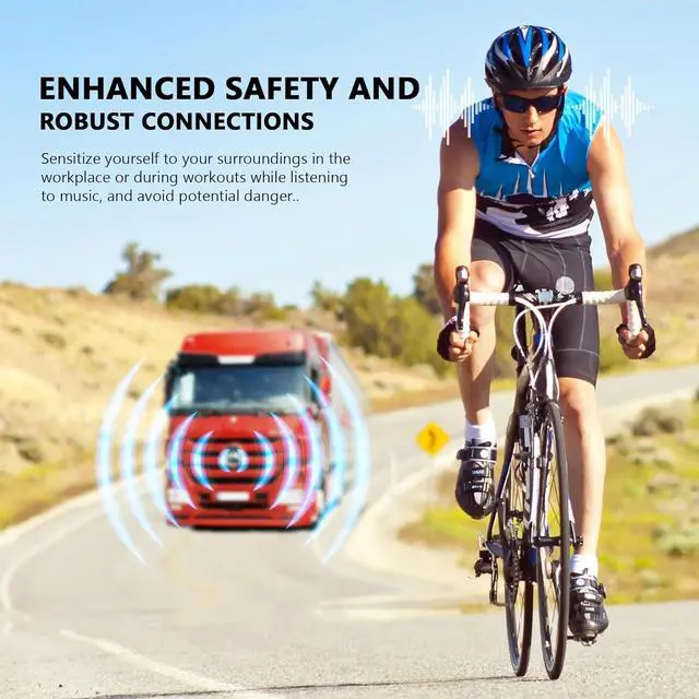 Alt view image 6 of 7 - Sports Open-Ear Headphones, Bone Conduction Headphone Bluetooth 5.3 Touch-Slide Control, 10H Playtime, IPX4 Sweatproof Waterproof Headphones for Running, Cycling, Walking, Gym (Black)