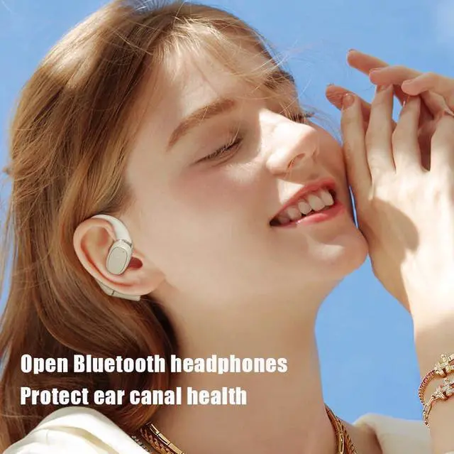 Alt view image 5 of 7 - Sports Headphones Wireless Earbuds Bluetooth 5.3 Open-Ear Over-Ear 28H with charging case 360° Immersive Dolby Surround Sound ENC Call Dual Noise Reduction Driving and Listening to Music white