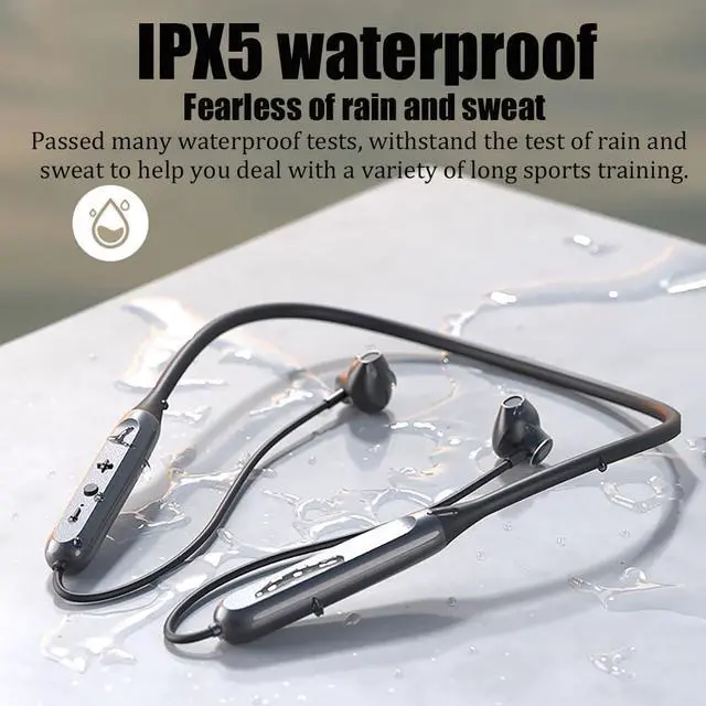 Alt view image 3 of 6 - Neckband Bluetooth Headphones, In-Ear Wireless Earbuds 27g Ultra-Lightweight Comfort 8H Playtime Deep Bass Headset Wireless Stereo Neckband Earbuds with Microphone, for Sports/Workout/Office (Black)