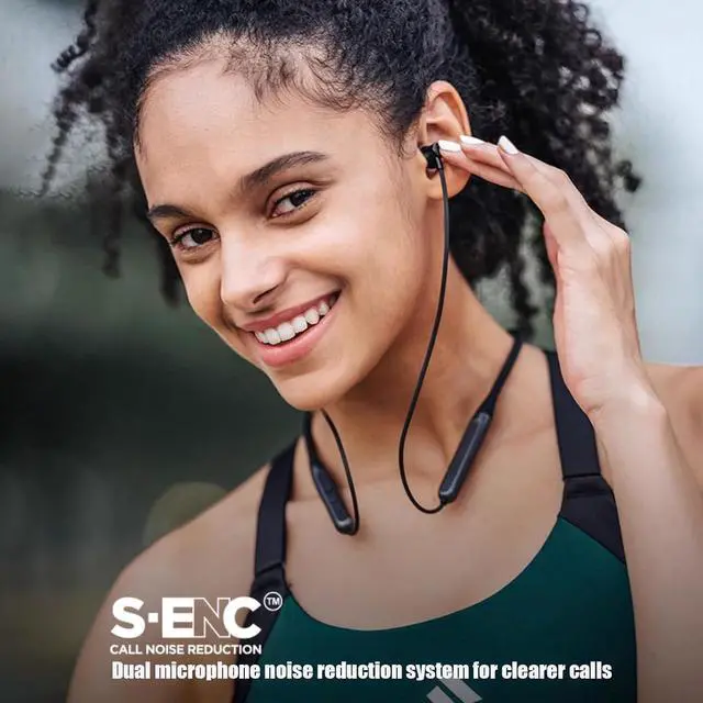 Alt view image 4 of 6 - Neckband Bluetooth Headphones, In-Ear Wireless Earbuds 27g Ultra-Lightweight Comfort 8H Playtime Deep Bass Headset Wireless Stereo Neckband Earbuds with Microphone, for Sports/Workout/Office (Black)