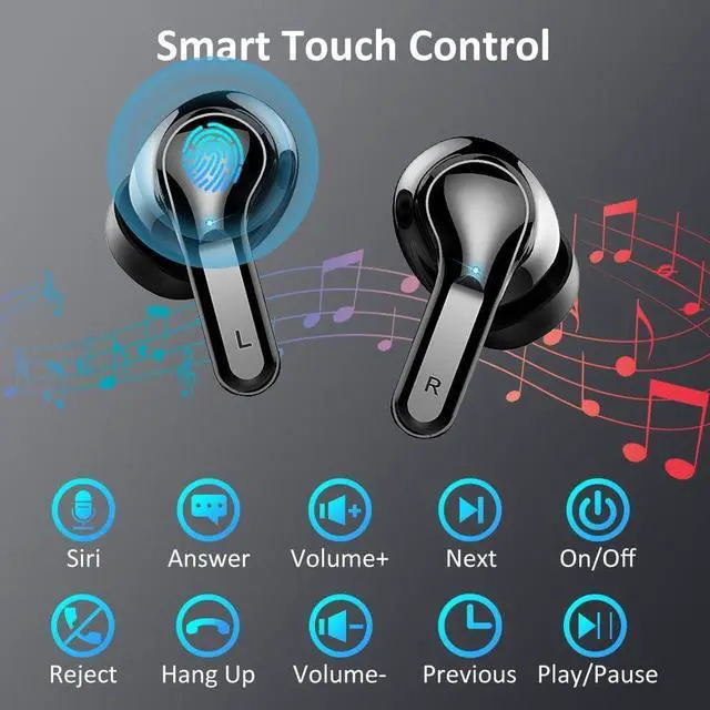 Alt view image 6 of 7 - Wireless Earbuds, Bluetooth Headphones 2025 NEW Ear Buds 40H Bass Stereo in-Ear Earphones ENC Noise Cancelling 5.3 Earbuds with 4 HD Mic, USB-C LED Display IP7 Waterproof Sport Headset for Android iOS
