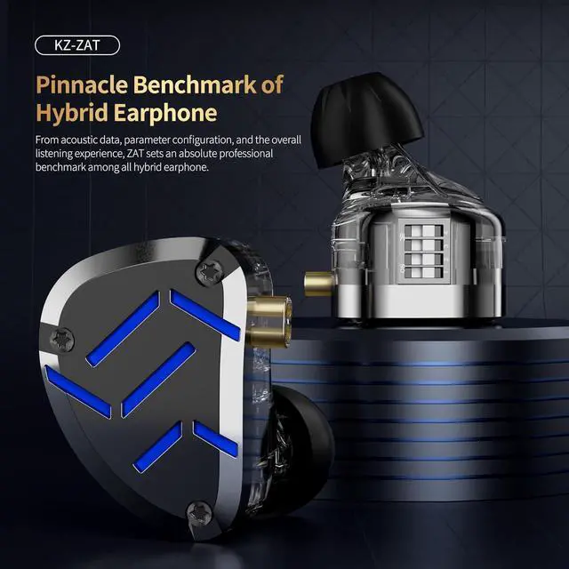 Alt view image 2 of 7 - KZ ZAT in-Ear Monitor 8BA+1DD Hybrid Drivers Earbuds with 4 Tuning Switches HiFi Bass Noise Cancelling Earphones, Clarity in All Frequency Stereo Sound Headphone for Audio Engineer, Musician (MIC)