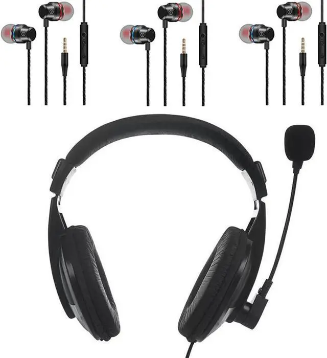 Main image of Wired Headphones - Over Ear Headphone with Noise Isolation 3.5mm, and 3 PCS Wired Earbuds in-Ear Headphones Earphones with Microphone, 3.5 mm.