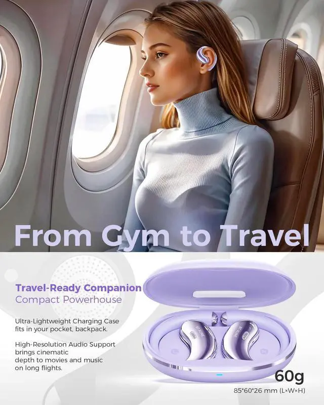 Alt view image 5 of 7 - Wireless Open Ear Headphones with Mic - Lightweight for Running & Cycling