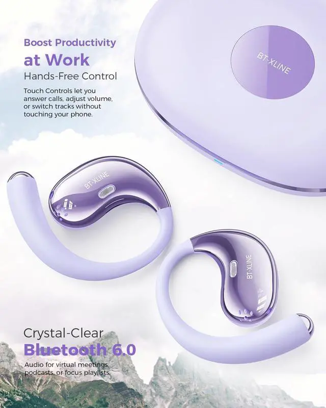 Alt view image 7 of 7 - Wireless Open Ear Headphones with Mic - Lightweight for Running & Cycling