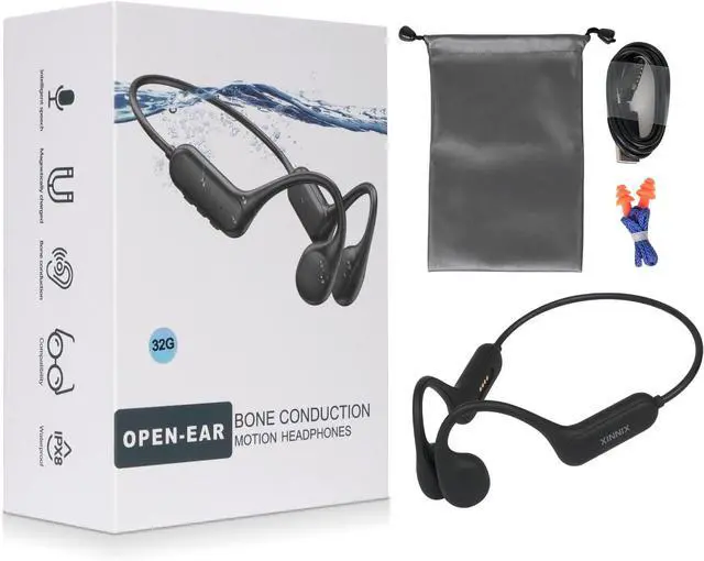 Alt view image 7 of 7 - Bone Conduction IPX8 Waterproof Swimming Headphones,Sports Headphones with Built-in MP3 Player 32G Memory, Wireless Earphones for Workouts, Swimming, Running, Cycling and More Outdoor Activities