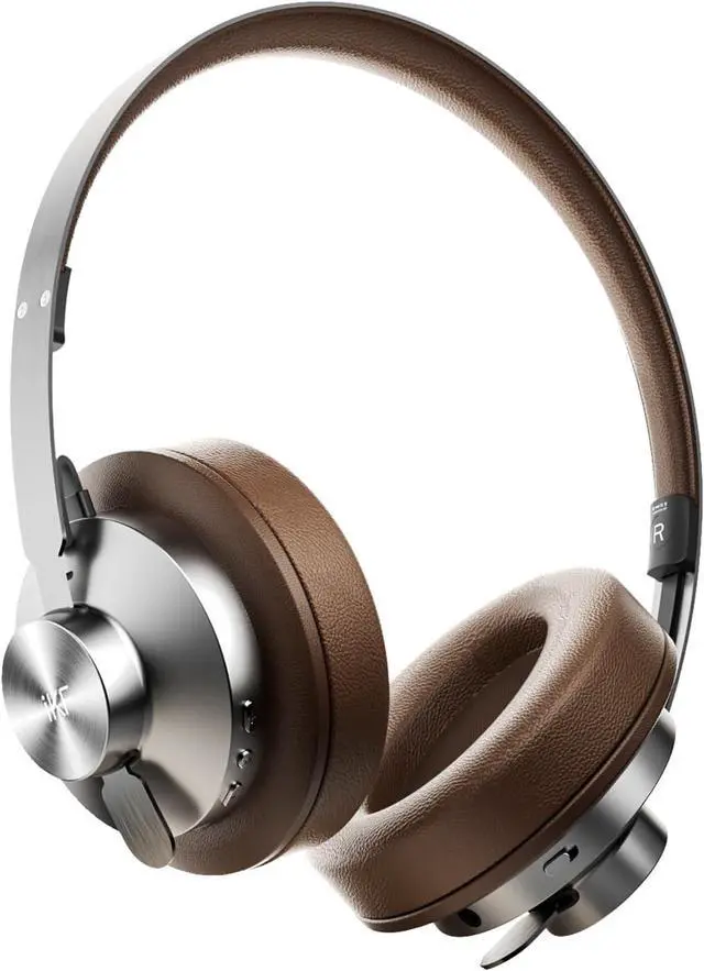 Main image of Metal Wireless Bluetooth Headphones Over Ear  Full Metal Body, 52dB Adaptive Active Noise Cancelling, Hi-Res Audio, Built-in Microphone, 75H Battery, AUX Wired Mode, App EQ Control (Brown)