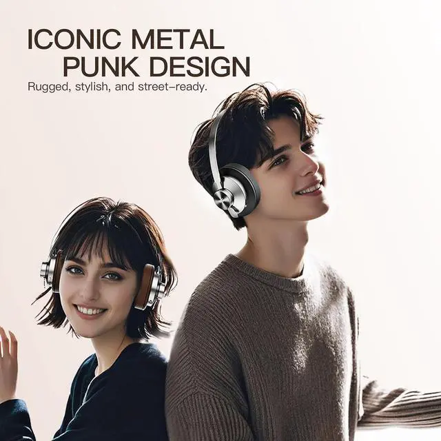 Alt view image 6 of 7 - Metal Wireless Bluetooth Headphones Over Ear  Full Metal Body, 52dB Adaptive Active Noise Cancelling, Hi-Res Audio, Built-in Microphone, 75H Battery, AUX Wired Mode, App EQ Control (Brown)
