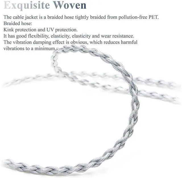 Alt view image 4 of 7 - 6N Single Crystal Silver Headphone Cable for SENNHEISER HD 660S2 HD 650 HD 660 S HD 600 4.4mm Balanced Hi-Fi Headphone Audio Upgrade Cable (6.35mm Plug)