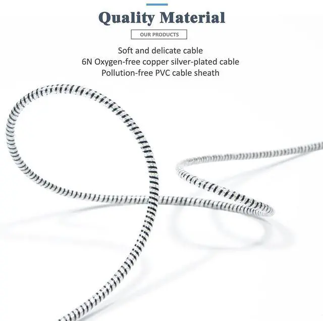 Alt view image 2 of 7 - GUCraftsman 6N OFC Silver Plated+Shielding Layer Headphone Replacement Cables 4.4mm 3.5mm 2.5mm Upgrade Cables for Sony MDR-MV1 MDR-M1 MDR-M1ST (3.5mm Plug)