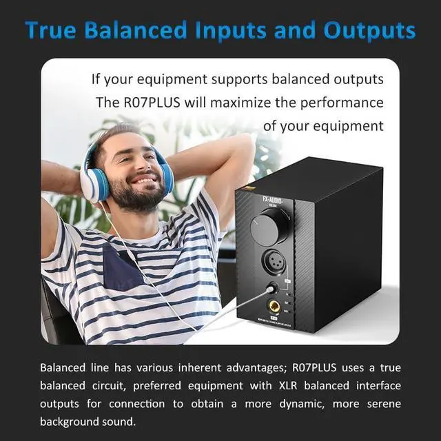 Alt view image 7 of 7 - FX-Audio- R07 Plus Headphone Amplifier, 2700mW x 2 Mini Desktop Headphone Amp, XLR/RCA to 6.35mm / 4.4mm / XLR Balanced Headphone Amp for Home Theater Audio Systems