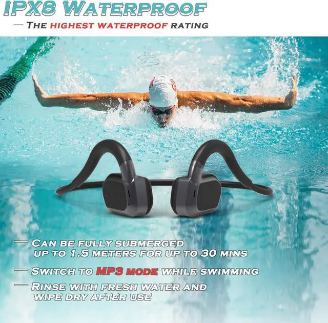Alt view image 5 of 7 - Butalso Bone Conduction Headphones,Open-Ear Bluetooth Headset with Micphones, Built-in 32GB Flash Memory MP3 Player, IPX8 Waterproof Sports Earphones for Gym Workout Swimming Running Cycling