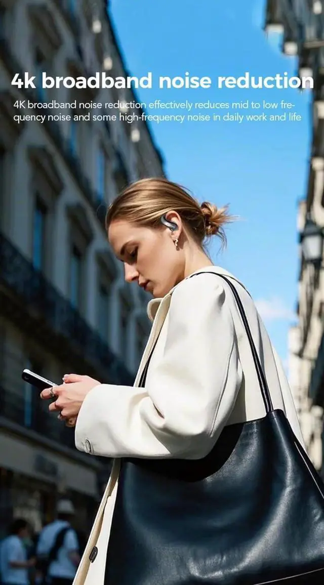 Alt view image 4 of 7 - Open Ear Bluetooth 5.4 Earbuds Open Ear Headphones Sport Earphones Built-in Mic with Hooks Earbuds LED Display Charging Case for Running (Black)