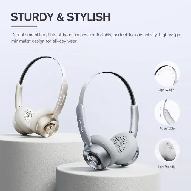 Alt view image 2 of 7 - R1 Pop Wireless On Ear Bluetooth Headphones 75H Playtime APP Custom EQ Noise Isolation Built-in Mic Lightweight for Workout Traval Gaming (Green)