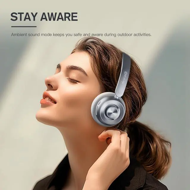 Alt view image 5 of 7 - R1 Pop Wireless On Ear Bluetooth Headphones 75H Playtime APP Custom EQ Noise Isolation Built-in Mic Lightweight for Workout Traval Gaming (Green)