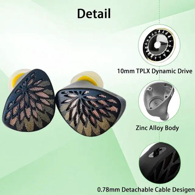 Alt view image 4 of 6 - YUXUANJI Earphones,10mm TPLX Dynamic Drive Wired Earbuds,in Ear Monitor Headphones,iems Ear Buds Wired for Gaming (4.4mm, Black)