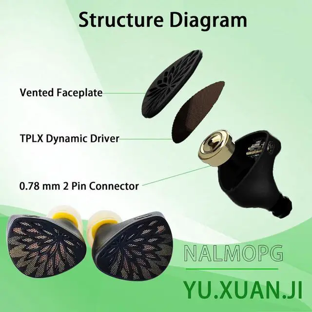Alt view image 6 of 6 - YUXUANJI Earphones,10mm TPLX Dynamic Drive Wired Earbuds,in Ear Monitor Headphones,iems Ear Buds Wired for Gaming (4.4mm, Black)