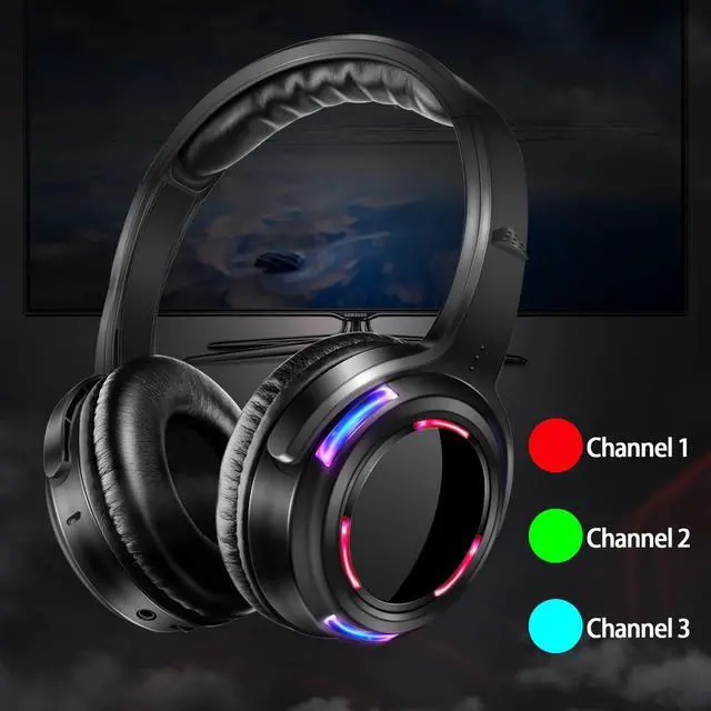 Alt view image 2 of 7 - Professional Rechargeable 10 Hours RF Silent Disco Wireless Headphones for Parties Events Weddings Movies Clubbing 5 Headsets Bundel with 1 Transmitter 1600 Feet Distance