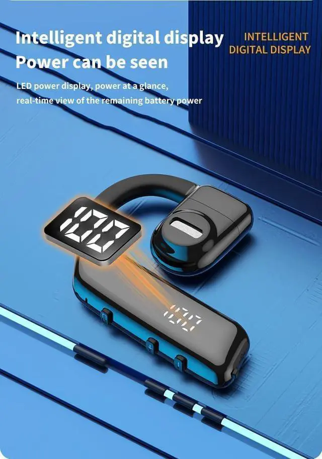 Alt view image 2 of 7 - Wireless Bluetooth Earpiece 5.2 Earbud with Earhook Headphone Sports Single Ear 20 Hours of Music Time Bone Conduction Headset Handsfree Truck Driver with Mic for Business Working Fitness