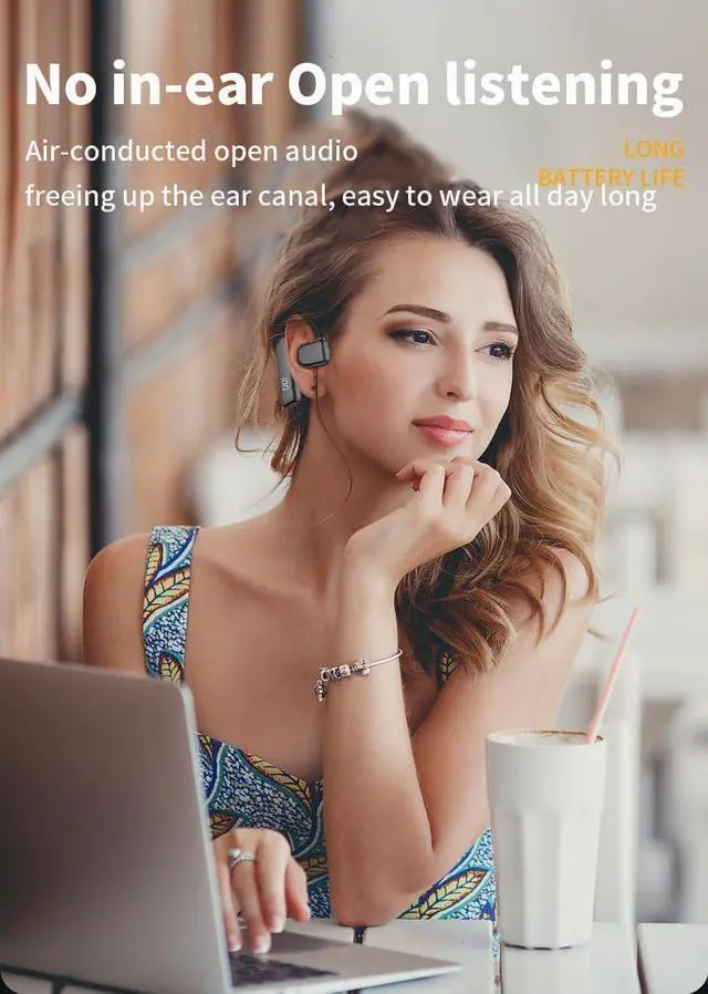 Alt view image 3 of 7 - Wireless Bluetooth Earpiece 5.2 Earbud with Earhook Headphone Sports Single Ear 20 Hours of Music Time Bone Conduction Headset Handsfree Truck Driver with Mic for Business Working Fitness