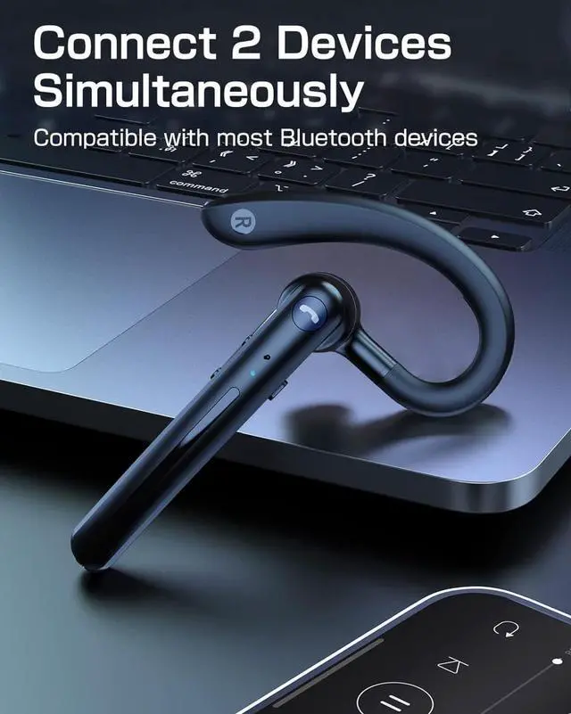 Alt view image 6 of 7 - Wireless Earphone Ear-Hook Headphone Boom Mic Compatible with Samsung Galaxy Tab S10 FE 10.9"/Tab S10 FE Plus 13.1", Handsfree Single Headset Over The Ear Earbud