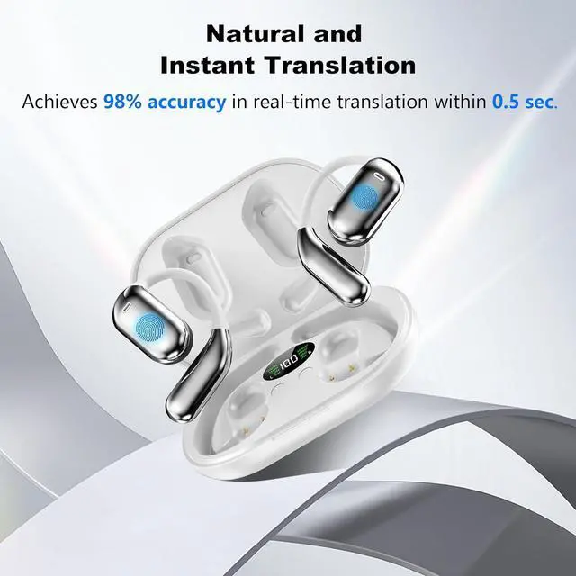 Alt view image 7 of 7 - AI Language Translation Earbuds, 3-in-1 AI Wireless Translator Earbuds Real Time Translating Earbud for 144 Languages, HF Sound, Bluetooth 5.4 Headphones for Travel Sport Business (White)