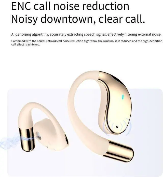 Alt view image 2 of 7 - Open-Ear Wireless Earbuds Bluetooth 5.4 Headphones with Mic & Earhook, 60Hrs Playback Sport Earphone,Ultra-Comfort,Lightweight Design,Fast Charging,Smart Translation Bluetooth Headset,Black