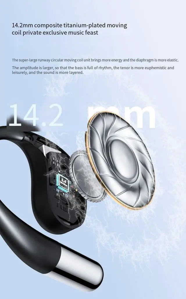 Alt view image 4 of 7 - Open-Ear Wireless Earbuds Bluetooth 5.4 Headphones with Mic & Earhook, 60Hrs Playback Sport Earphone,Ultra-Comfort,Lightweight Design,Fast Charging,Smart Translation Bluetooth Headset,Black