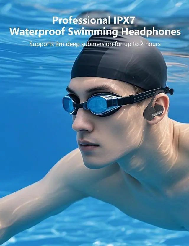 Alt view image 3 of 7 - Bone Conduction Headphones, Open Ear Bluetooth 5.3 Wireless Headphone, Bone Conduction Earbuds 8H Playtimes Sports Earphones with Mic, IPX6 Waterproof Earbuds for Hiking, Cycling, Gym