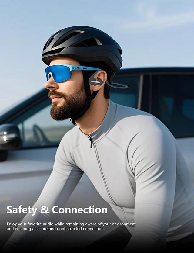 Alt view image 6 of 7 - Bone Conduction Headphones, Open Ear Bluetooth 5.3 Wireless Headphone, Bone Conduction Earbuds 8H Playtimes Sports Earphones with Mic, IPX6 Waterproof Earbuds for Hiking, Cycling, Gym