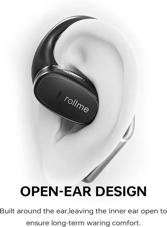Alt view image 5 of 7 - Liberty One Open Ear Headphones, Wireless Earbuds with Earhooks, Secure Fit, Ergonomic Design, Bluetooth 5.3, IPX5 Water-Resistant, Sweat Resistant, Fast Charging, 30HRS Playtime(Black)