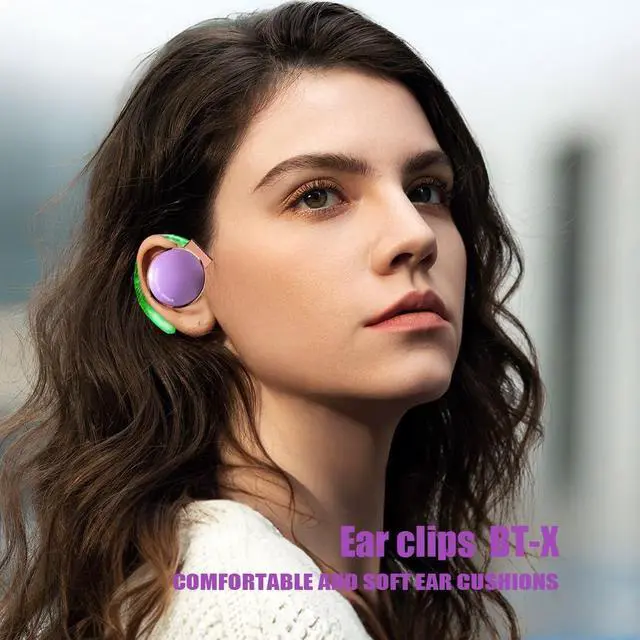 Alt view image 5 of 7 - Clip on Headphones Bluetooth V5.3, On Ear Headphones Wireless with Earhooks, Ear Clip Open-Ear Earphones, Sports Headset Bluetooth with 4 Microphones, Noise Cancelling/Long Battery Life