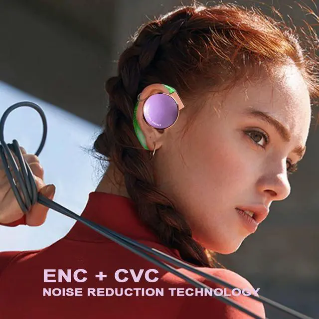 Alt view image 6 of 7 - Clip on Headphones Bluetooth V5.3, On Ear Headphones Wireless with Earhooks, Ear Clip Open-Ear Earphones, Sports Headset Bluetooth with 4 Microphones, Noise Cancelling/Long Battery Life