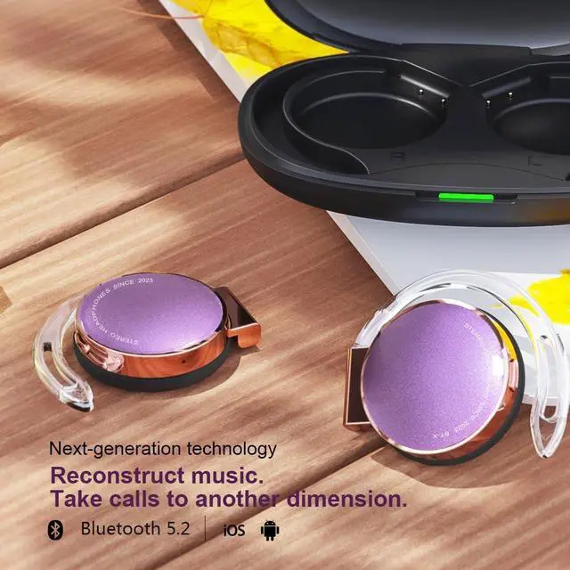 Alt view image 7 of 7 - Clip on Headphones Bluetooth V5.3, On Ear Headphones Wireless with Earhooks, Ear Clip Open-Ear Earphones, Sports Headset Bluetooth with 4 Microphones, Noise Cancelling/Long Battery Life