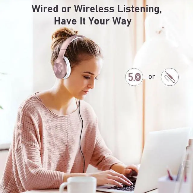 Alt view image 6 of 6 - Wireless Headphones Foldable Headset Compatible with Samsung Galaxy Tab Active5 Pro/XCover7 Pro, w Mic Hands-Free Earphones Earbuds Over Ear