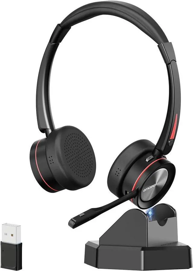 Main image of ENC Stereo Wireless Headset with Microphone for PC, BT V5.2 Computer Headset with Noise Cancelling Mic, USB Dongle & Mute Button for Office Work/ Cell Phones/Driver/Call Center/Teams/Zoom/Meeting