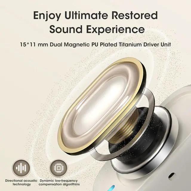 Alt view image 2 of 7 - Open Ear Headphones, Bluetooth 5.4 Wireless Earbuds with Earhook, 48H Playtime Open Ear Earbuds with Mic, 3 EQ Modes, ENC Clear Calls, Lightweight, Comfort Headphones for Running Sport Workout (White)