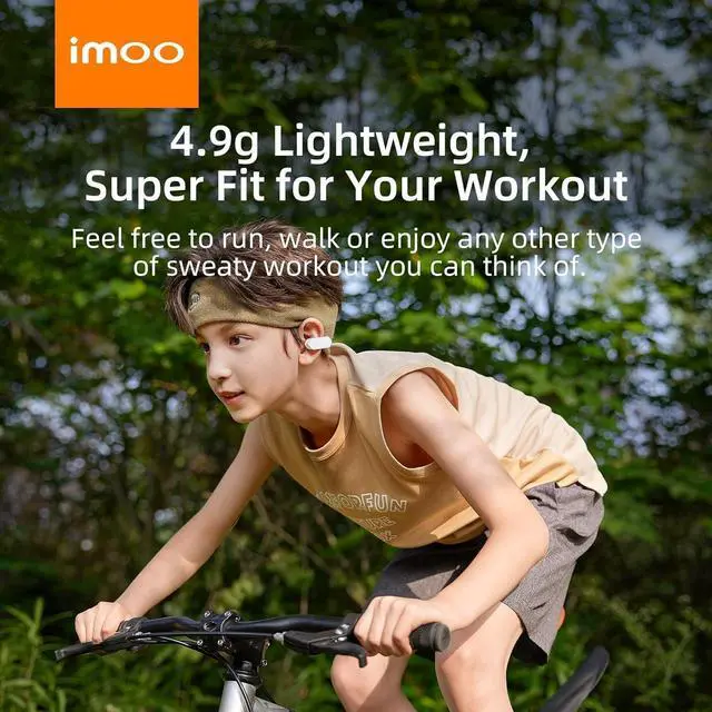 Alt view image 7 of 7 - IMOO E5 Open Earbuds, Wireless Headset Mic Noise Cancelling, Bluetooth Sports Earphones, Clip on Earbuds for Comfort, Up to 30 Hours of Battery Life(White)