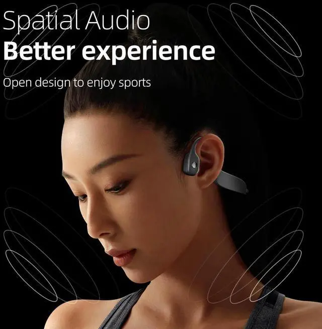 Alt view image 2 of 6 - Sweet Gisele Open-Ear Bluetooth Bone Conduction Headphones  Wireless Earbuds with Mic, Over-Ear Sport Headband for Secure Fit - Ear Hanging Earphones for Running, Fitness and Workouts