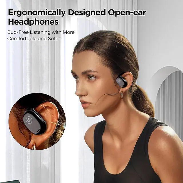 Alt view image 2 of 7 - OpenAir, Open Ear Bluetooth Headphones | More Stylish Open Ear Earbuds with Premium Acoustics | 12 Hours Playtime for Earbuds | Clear Call with AI ENC and Ideal for Office and Outdoors