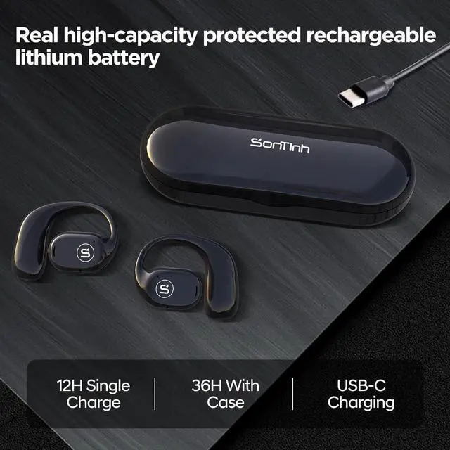 Alt view image 5 of 7 - OpenAir, Open Ear Bluetooth Headphones | More Stylish Open Ear Earbuds with Premium Acoustics | 12 Hours Playtime for Earbuds | Clear Call with AI ENC and Ideal for Office and Outdoors