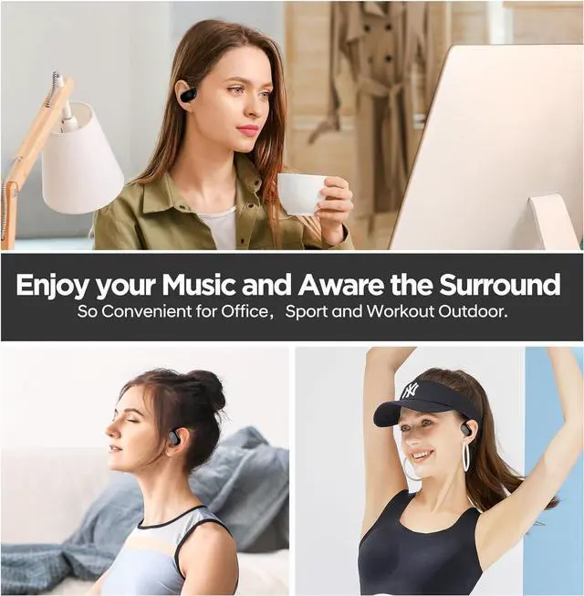 Alt view image 6 of 7 - OpenAir, Open Ear Bluetooth Headphones | More Stylish Open Ear Earbuds with Premium Acoustics | 12 Hours Playtime for Earbuds | Clear Call with AI ENC and Ideal for Office and Outdoors